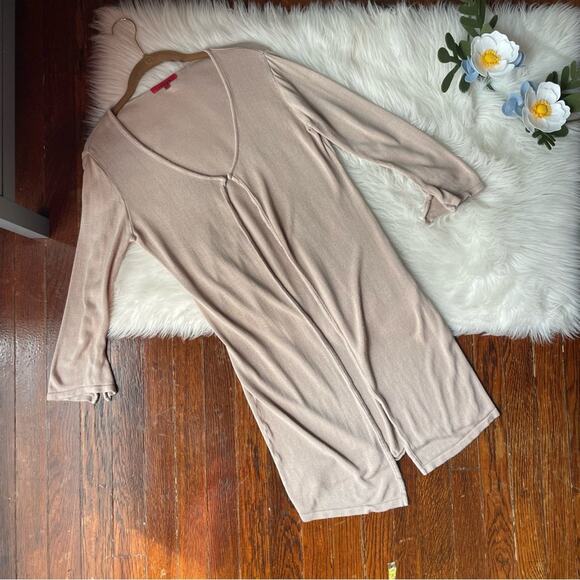 Long Sweater Jacket Flowy Neutral Tan - Picture 5 of 7